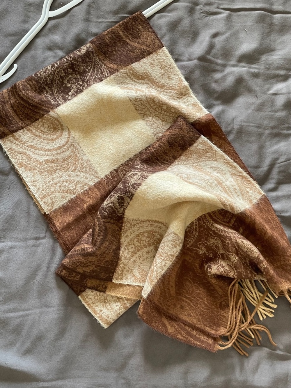 EUC Cashmink by V. Frass Women’s Soft Brown Patchwork Paisley Patterned Scarf